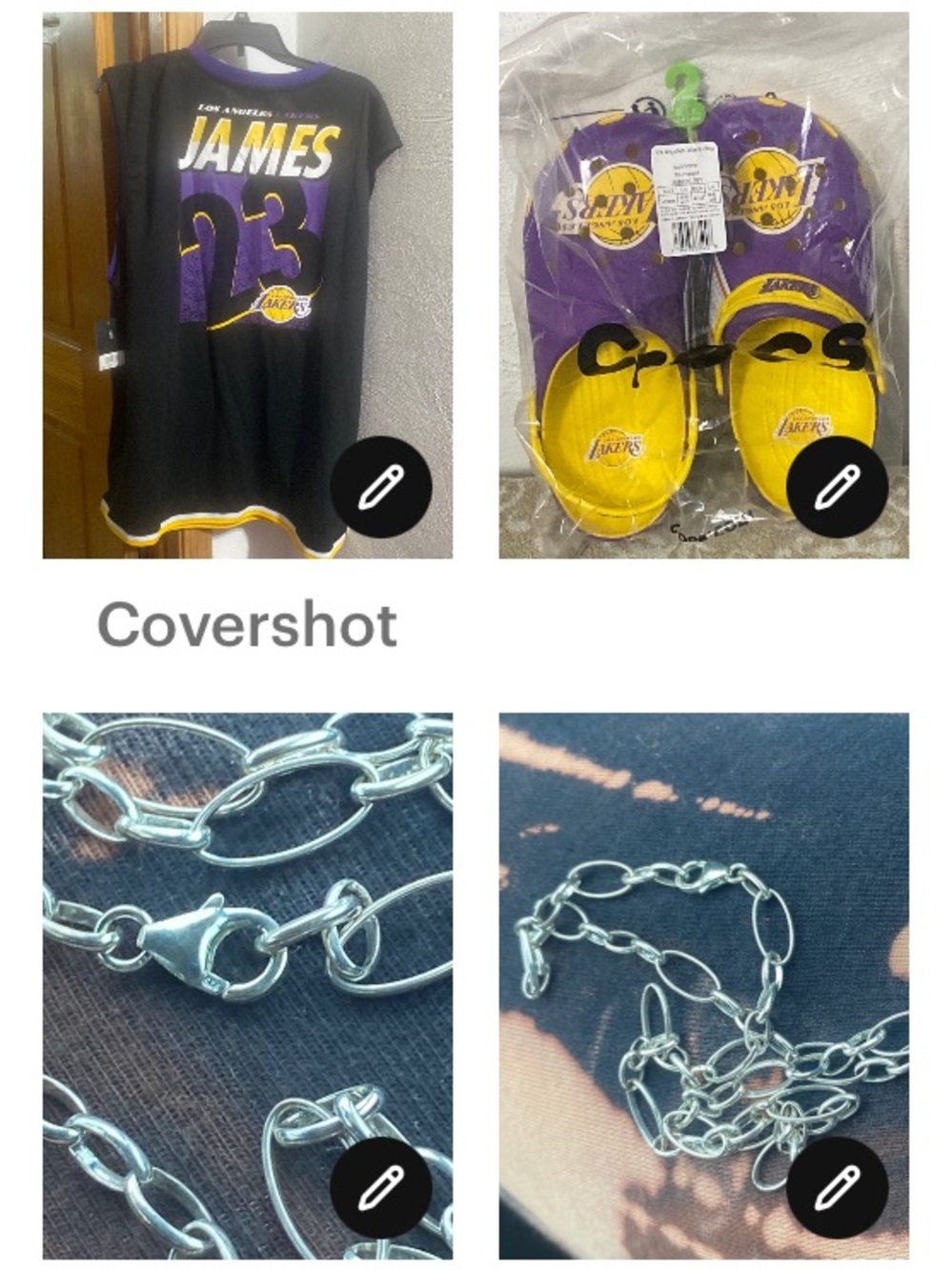 LA Lakers Reversible James 23 XXL+sz9🐊Crocs LA Lakers+925⛓24”link necklace